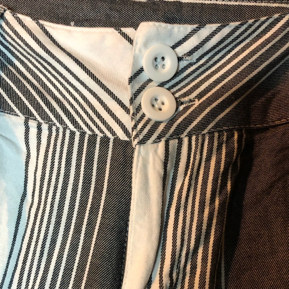 Harmony Black/ white striped Tie Waist shorts - Picture 2 of 4